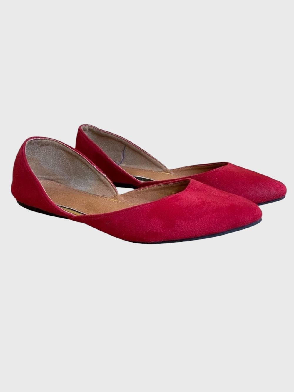Ollio Faux Suede Women's Shoes Size 8.5 Slip On Pointed Toe Red Flats Coastal